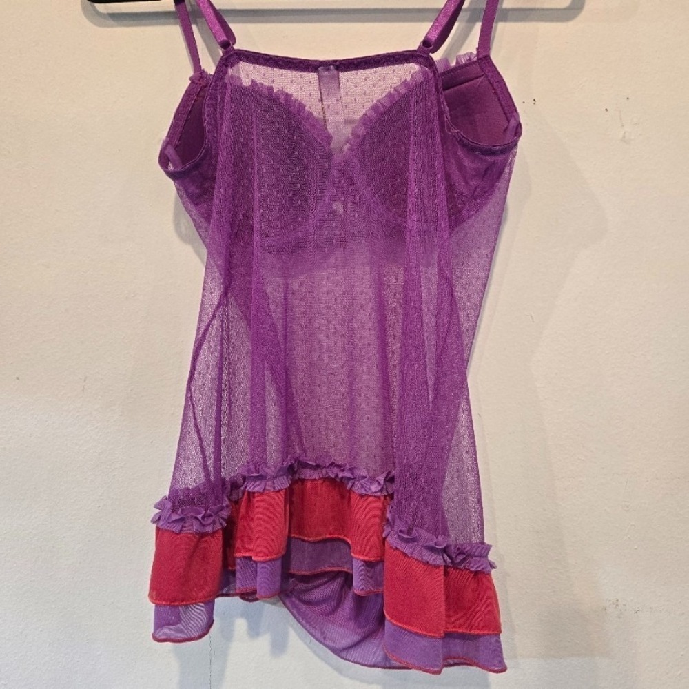 Just Sexy Lingerie Camisole Bodice Purple and Pink - Picture 3 of 9